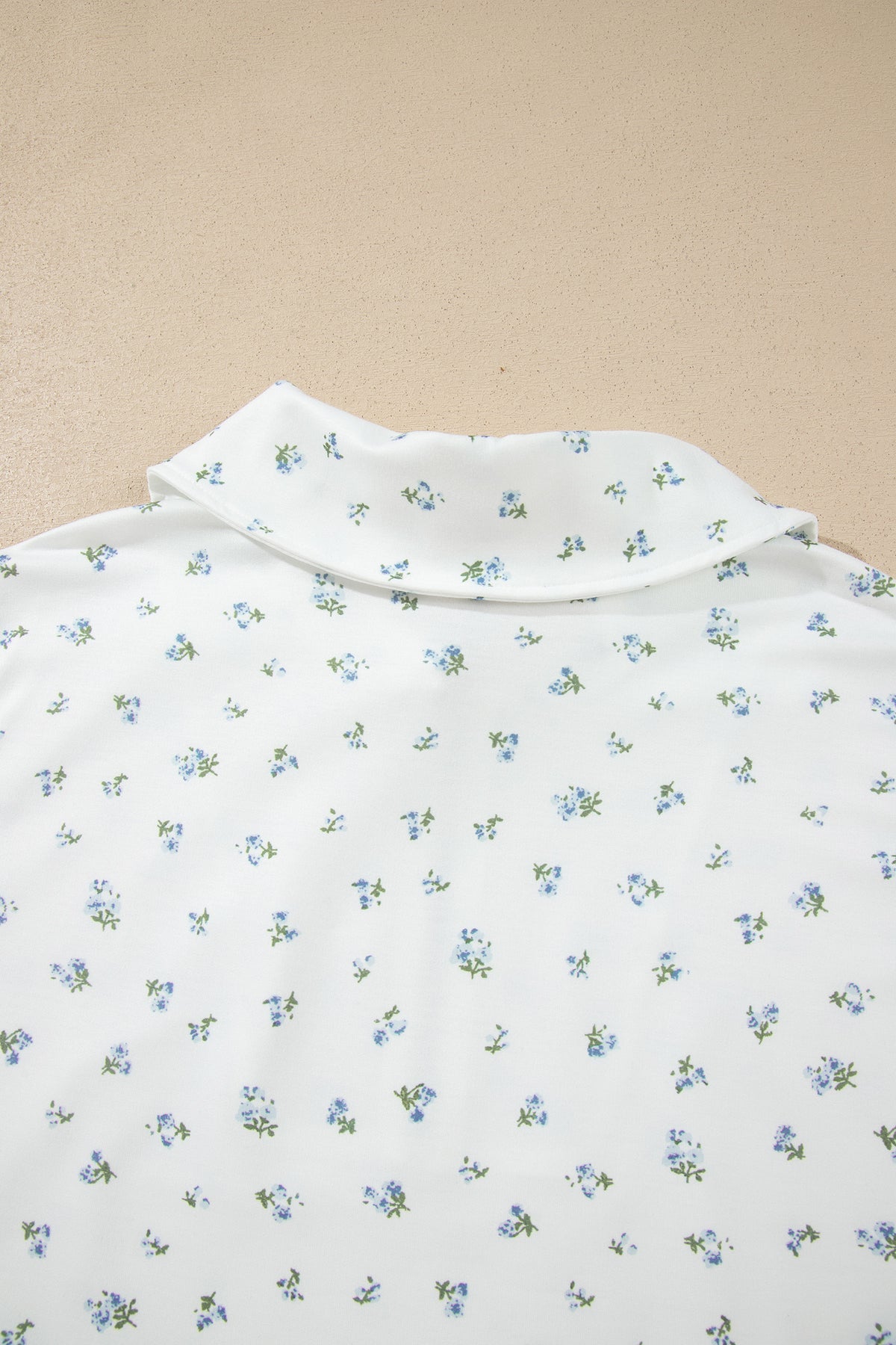White Floral Print Half Zip Top Matching Short Set