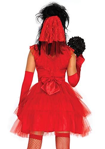 Beetle Bride Costume - Women's 80s Halloween Outfit with Lace Dress and Veil