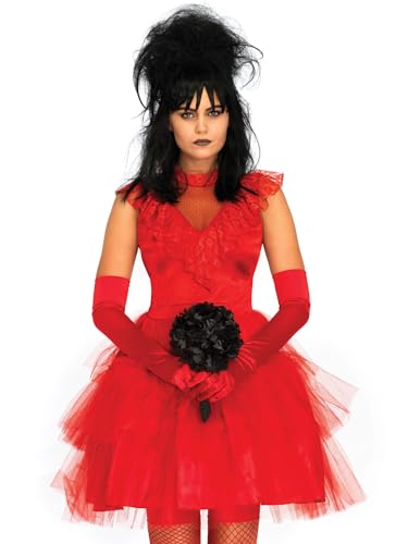 Beetle Bride Costume - Women's 80s Halloween Outfit with Lace Dress and Veil