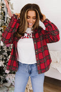 Red Plaid Button Front Shacket