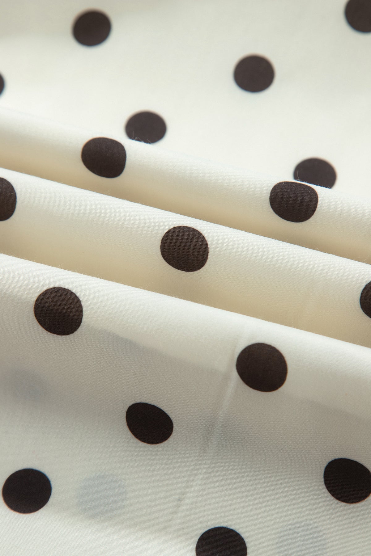 Beige Stripe Polka Dot Print Smocked High Waist Long Skirt