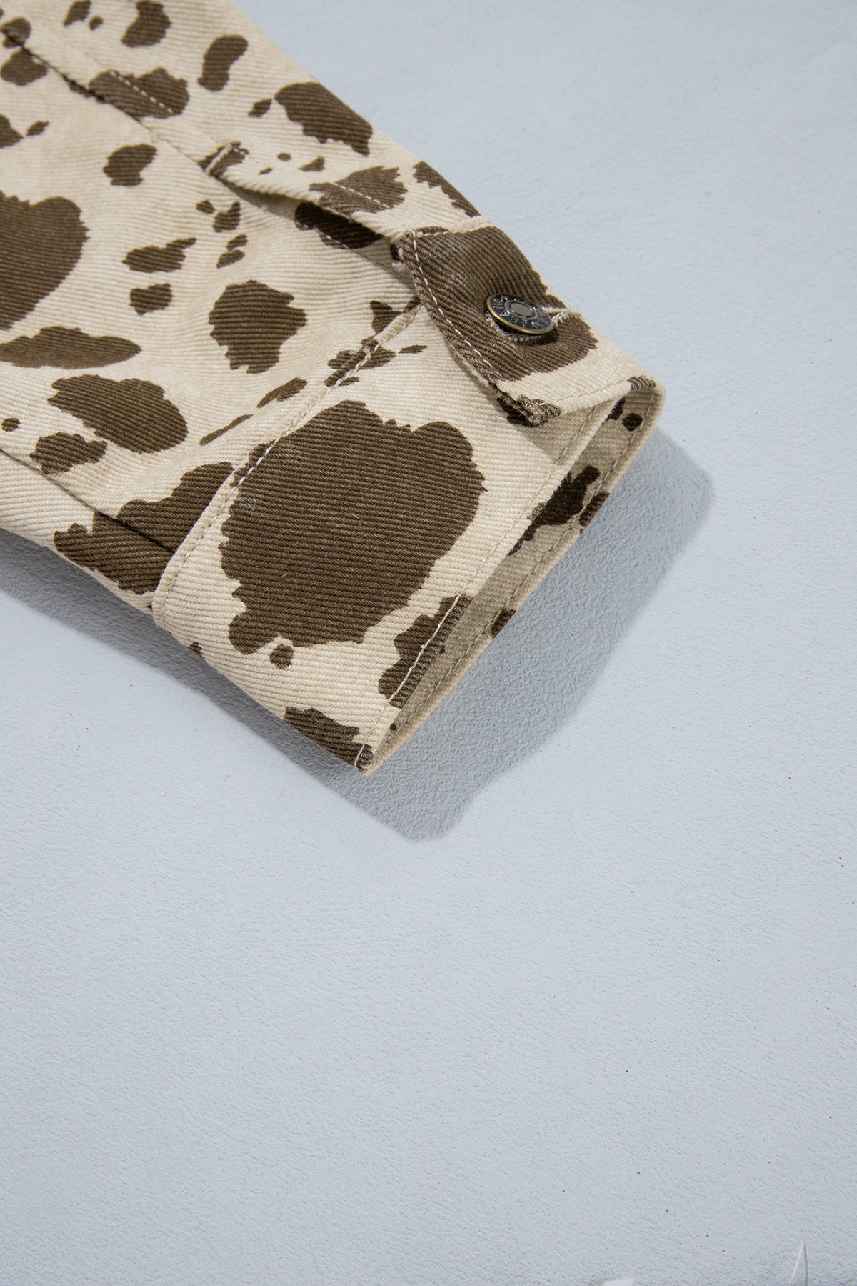 Brown Western Cow Print Cargo Pocket Denim Jacket