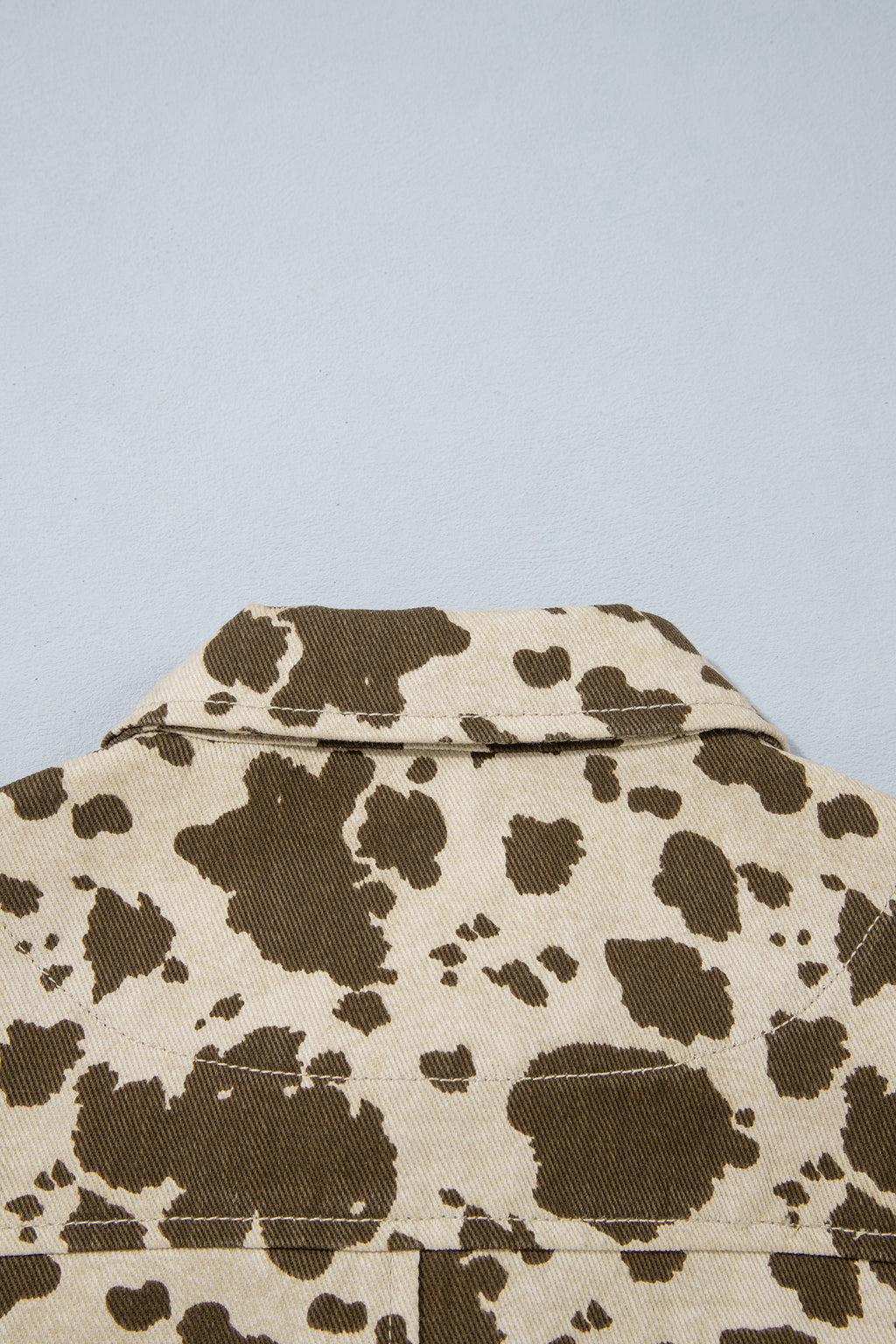 Brown Western Cow Print Cargo Pocket Denim Jacket