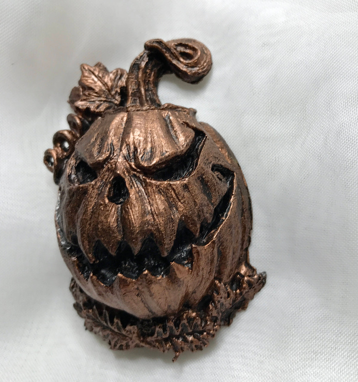 Jack O' Lantern Magnet, Hand Painted Resin Sculpture | Gothic Fantasy Decor | Halloween Pumpkin Magnet for Fantasy and Gothic Decor