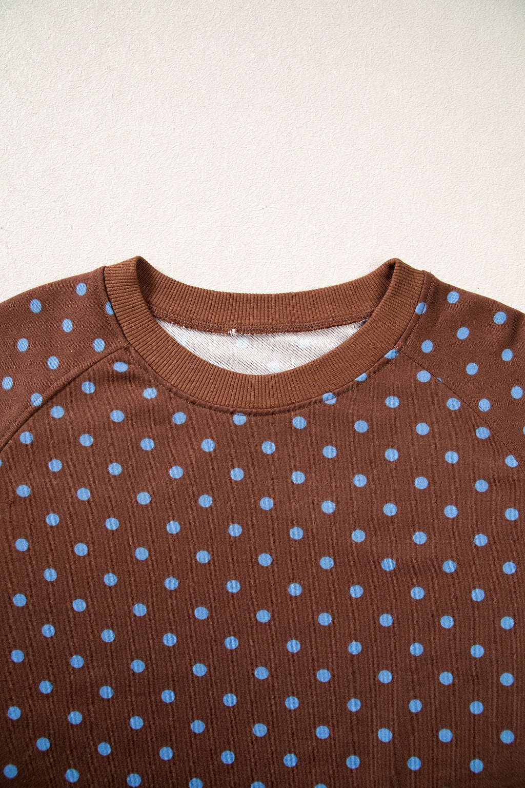 Brown Polka Dot Drawstring Wide Leg Long Sleeve Top Pant Set
