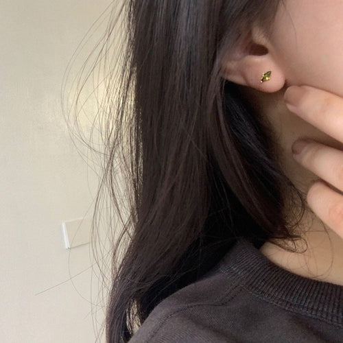18K Gold-Plated Zircon Geometric Earrings